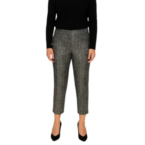 Boden Size 12 Regular Navy Gold Metallic Tweed Bistro Cropped Pants - Picture 1 of 7